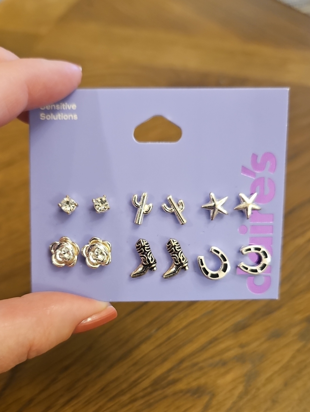 Claire's Western Cowboy Boot Cactus Earring Set, Gold & Silver NWT